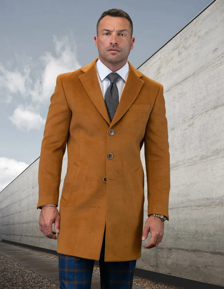 COPPER MODERN FIT WOOL OVERCOAT