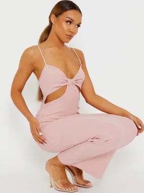 Corrine Cut Out Ribbed Cami Maxi Dress In Rose
