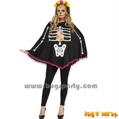 Costume Skele Poncho Asst