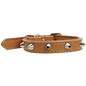 Dan & Sam - Vegan Leather Dog Collar (Tan Spike)