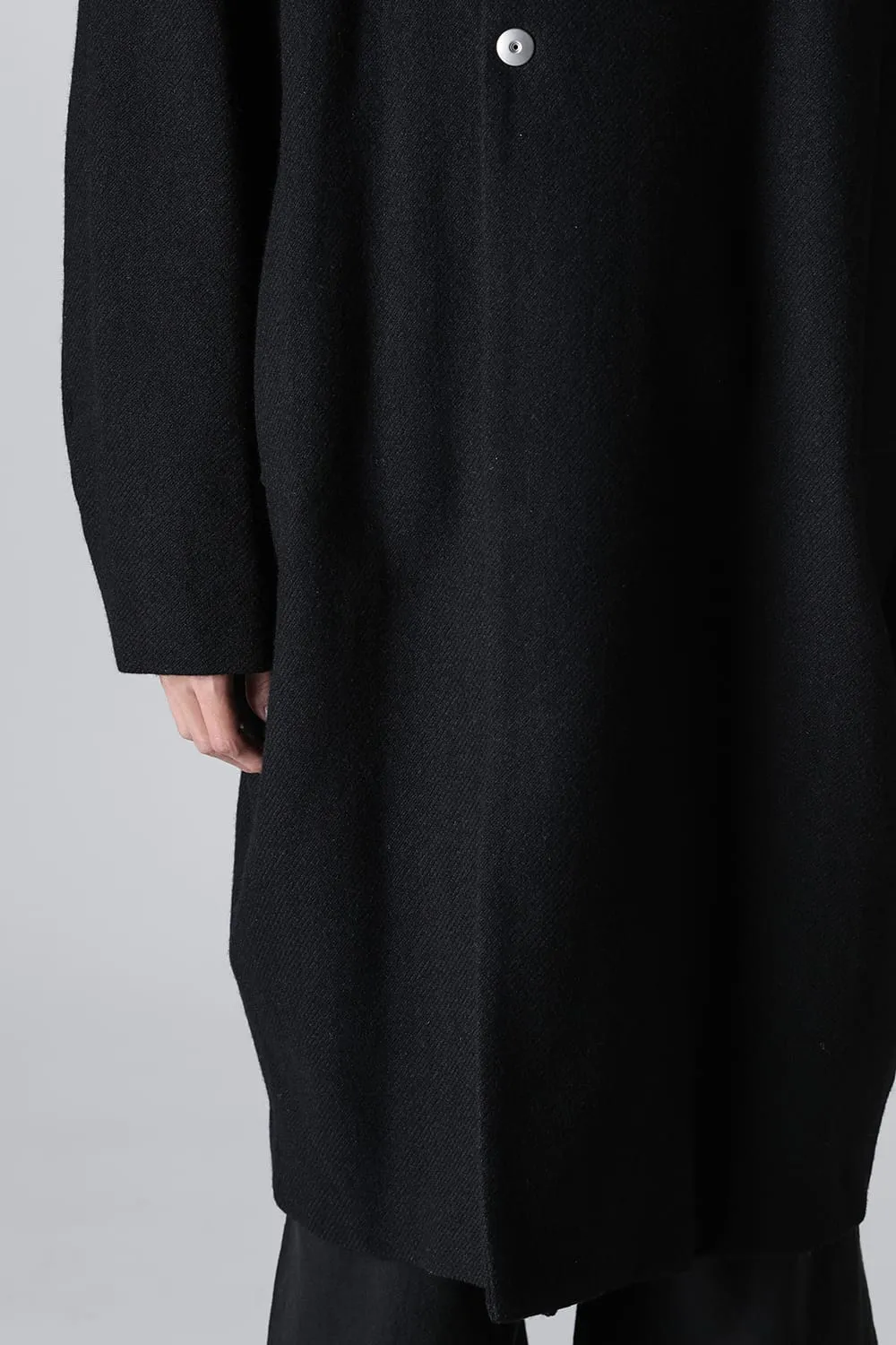 Distorted Cocoon Coat Dry Wool Twill