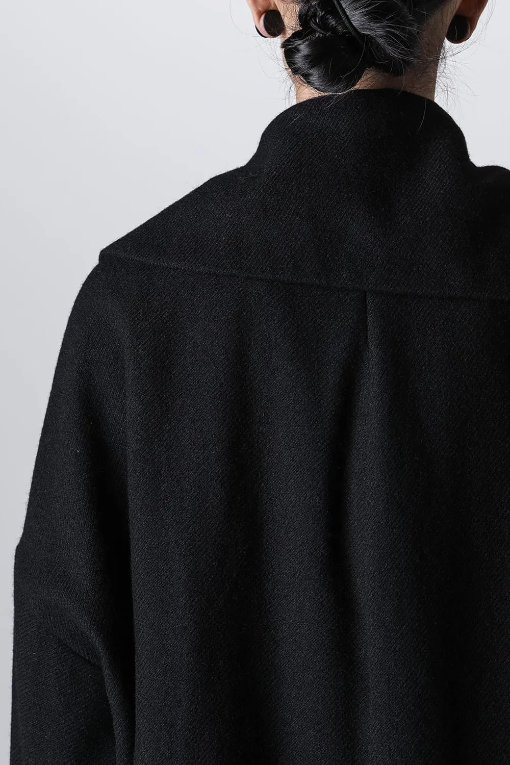Distorted Cocoon Coat Dry Wool Twill