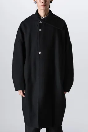 Distorted Cocoon Coat Dry Wool Twill