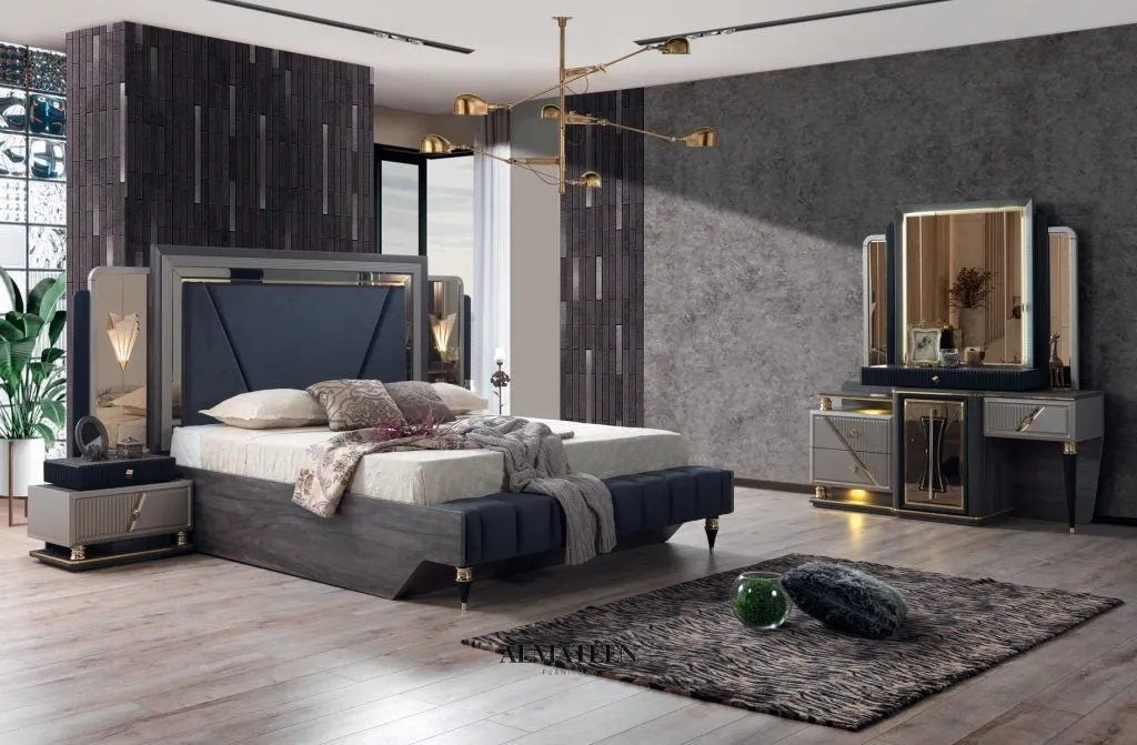 Dortmund Bedroom Set with King Size Bed, Dresser, Wardrobe and Side Tables