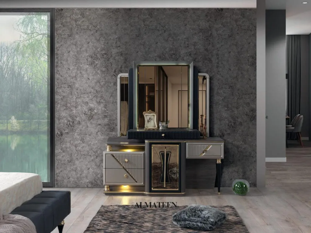 Dortmund Bedroom Set with King Size Bed, Dresser, Wardrobe and Side Tables