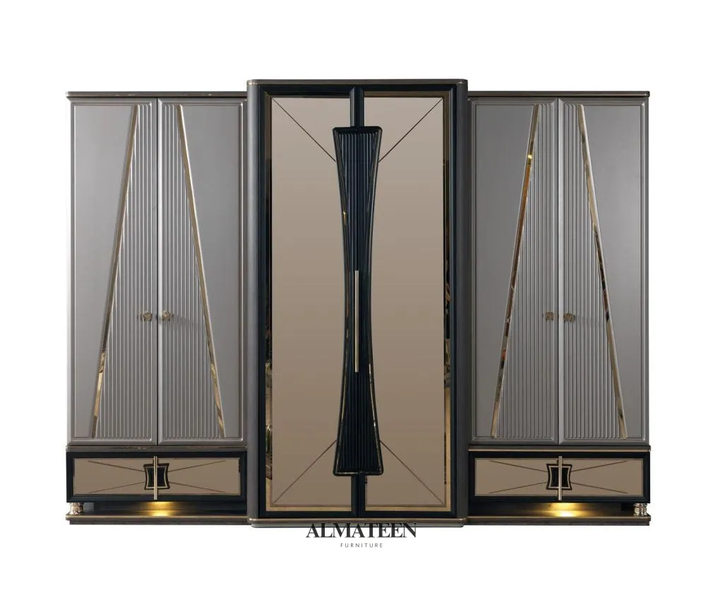 Dortmund Bedroom Set with King Size Bed, Dresser, Wardrobe and Side Tables