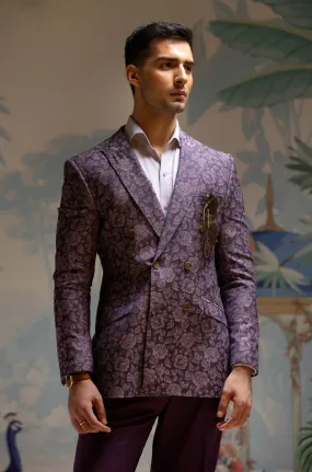 Double-Breasted Tuxedo Jacket in Floral Jacquard