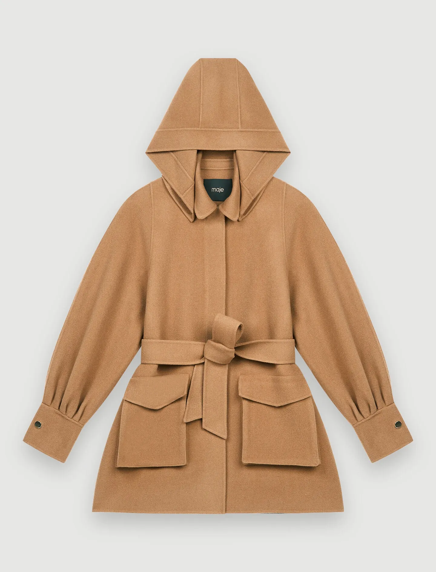 DOUBLE-FACED WOOL BLEND BELTED COAT
