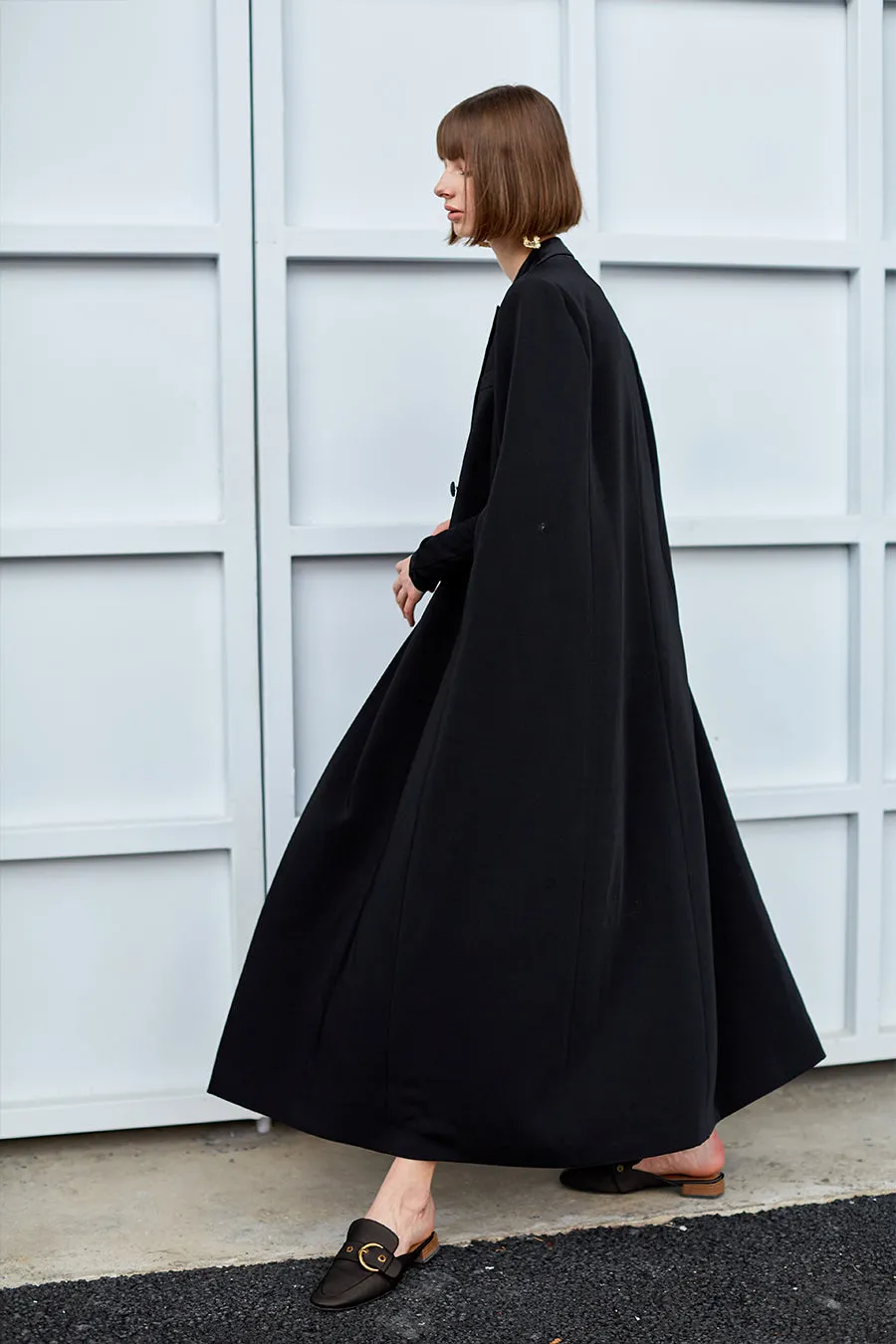 Double Material Stitching Retro Cloak Overcoat