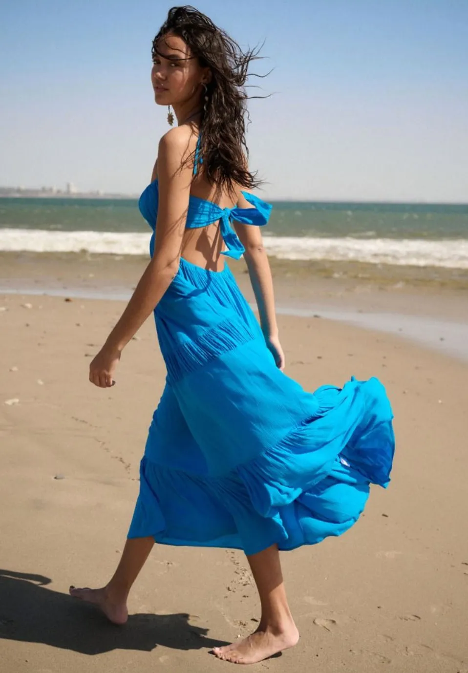 Electric Blue Tie Back Maxi