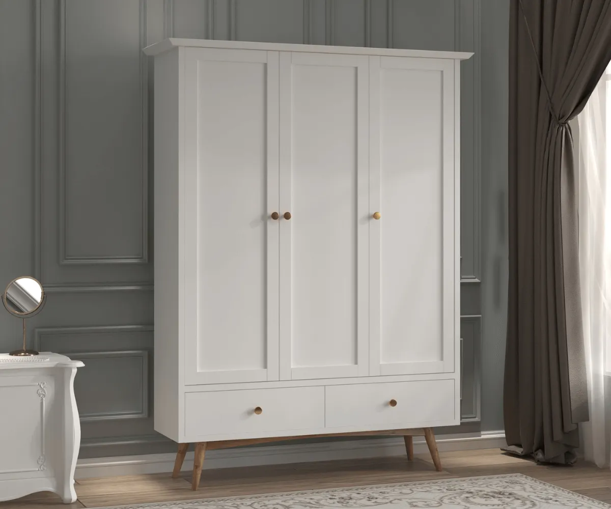 Eluxin White 3 Door Wardrobe