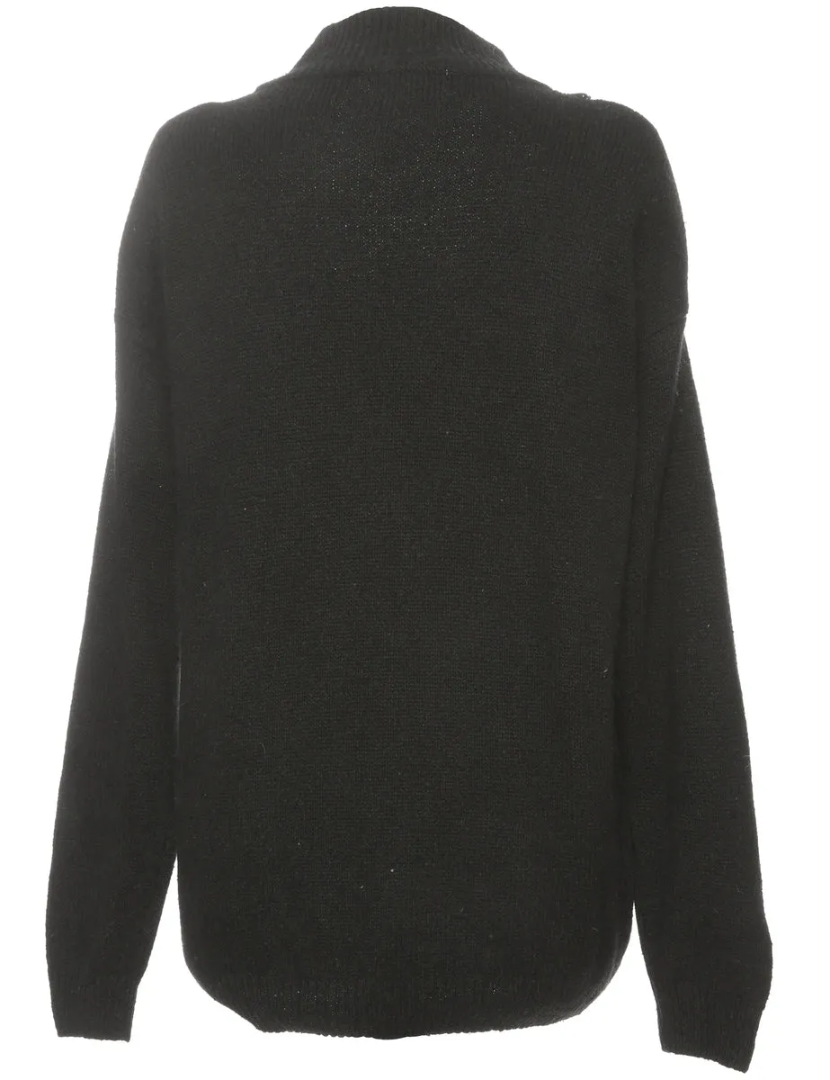 Embellished Black Jumper - M