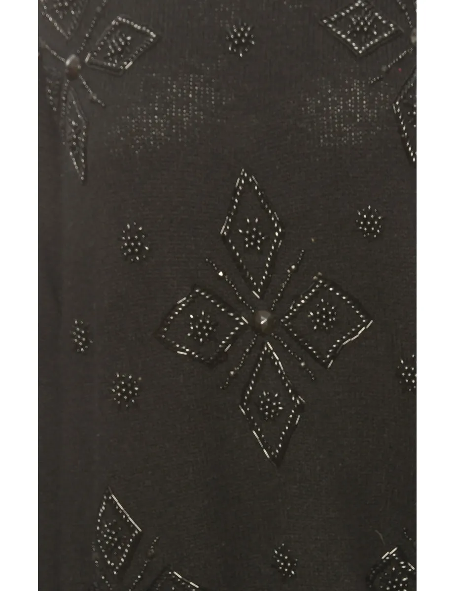 Embellished Black Jumper - M