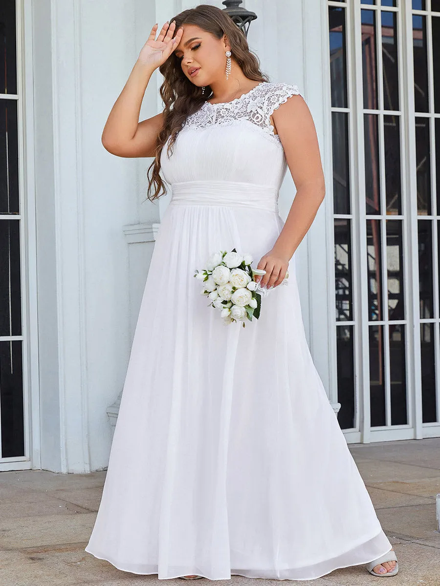 Ever-Pretty Plus Size Floral Lace Sequin Print Evening Dresses  with Cap Sleeve EZ07706