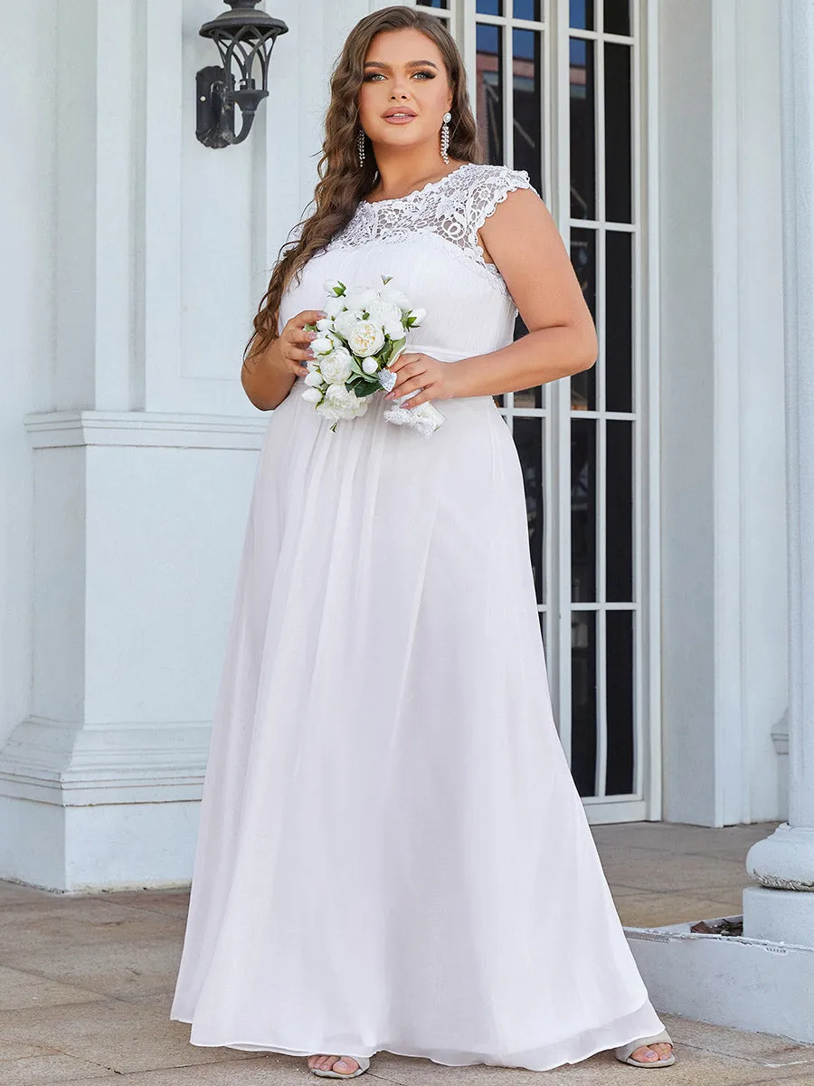 Ever-Pretty Plus Size Floral Lace Sequin Print Evening Dresses  with Cap Sleeve EZ07706