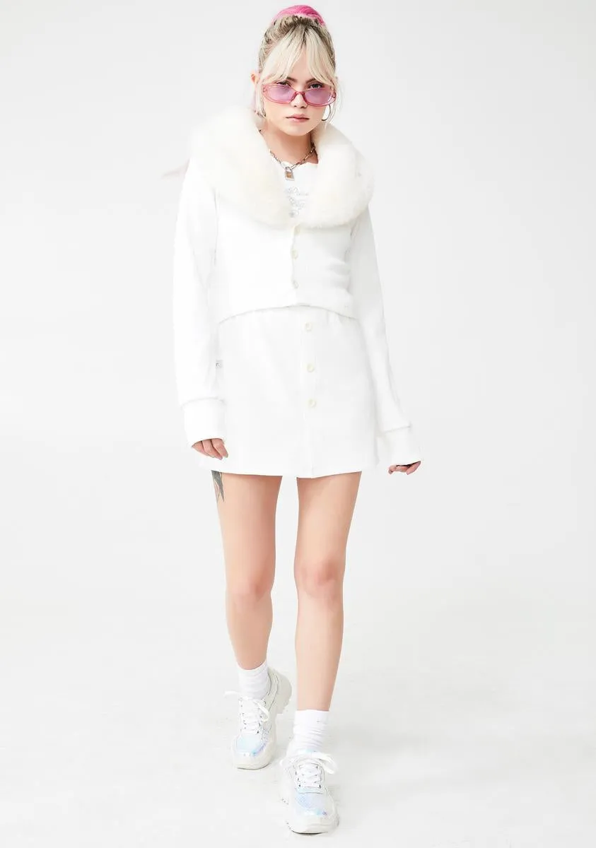 Faux Fur Collar Cardigan