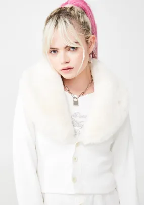 Faux Fur Collar Cardigan