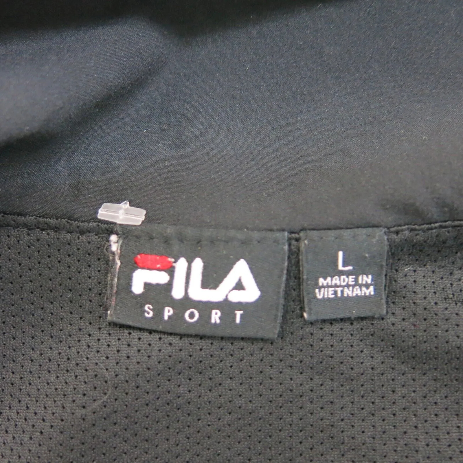 Fila Sport Jacket Womens Large Black Full Zip Performance Track Rouched Front