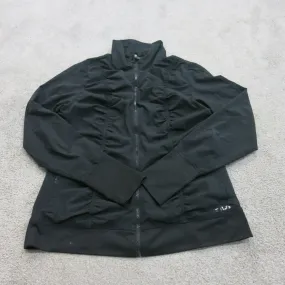 Fila Sport Jacket Womens Large Black Full Zip Performance Track Rouched Front