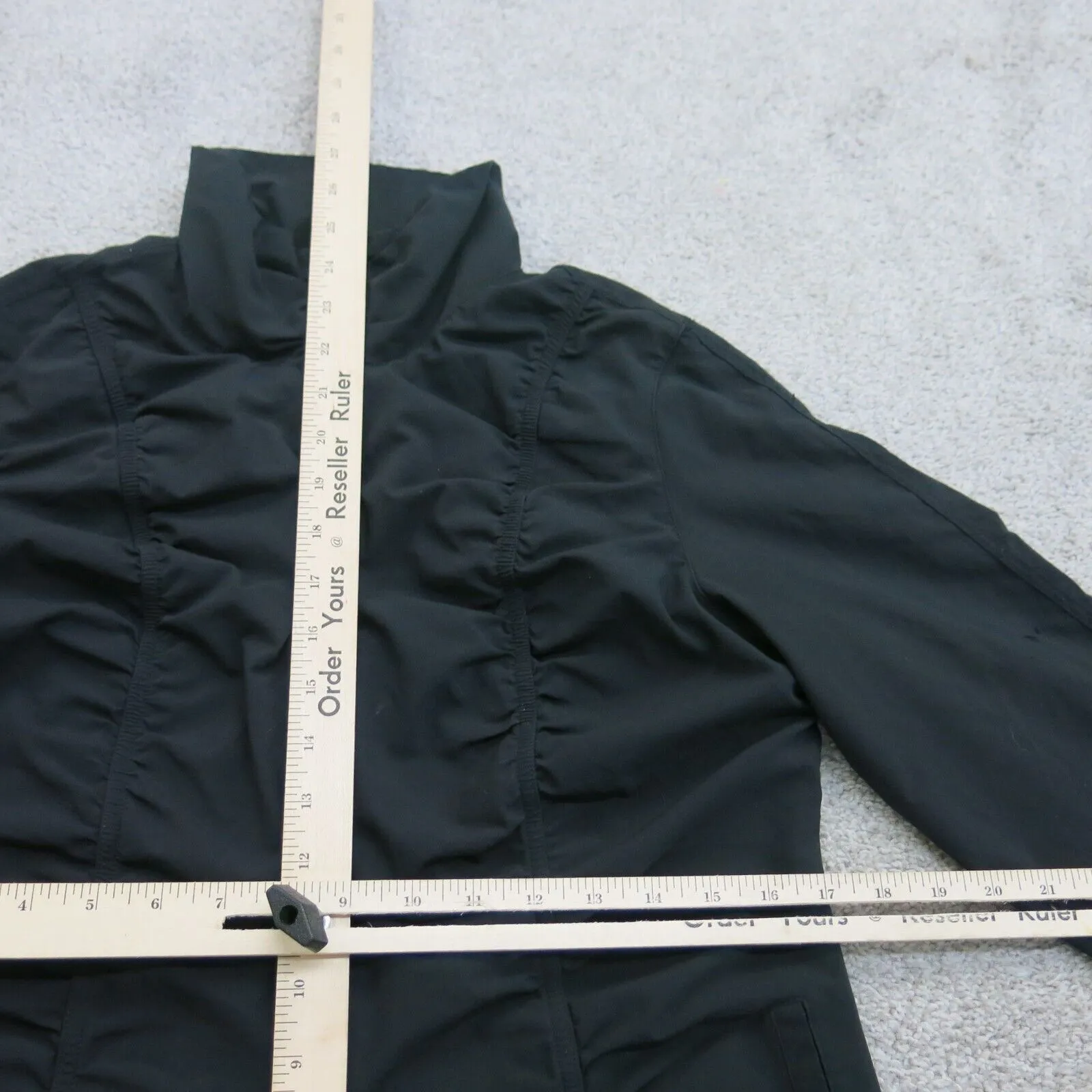 Fila Sport Jacket Womens Large Black Full Zip Performance Track Rouched Front