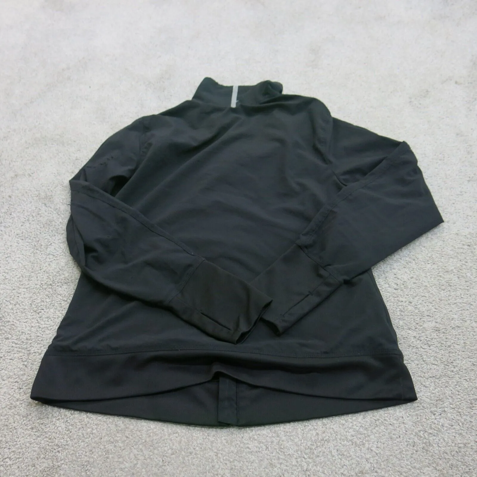 Fila Sport Jacket Womens Large Black Full Zip Performance Track Rouched Front