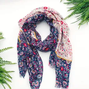 FINAL SALE Navy Floral Summer Scarf