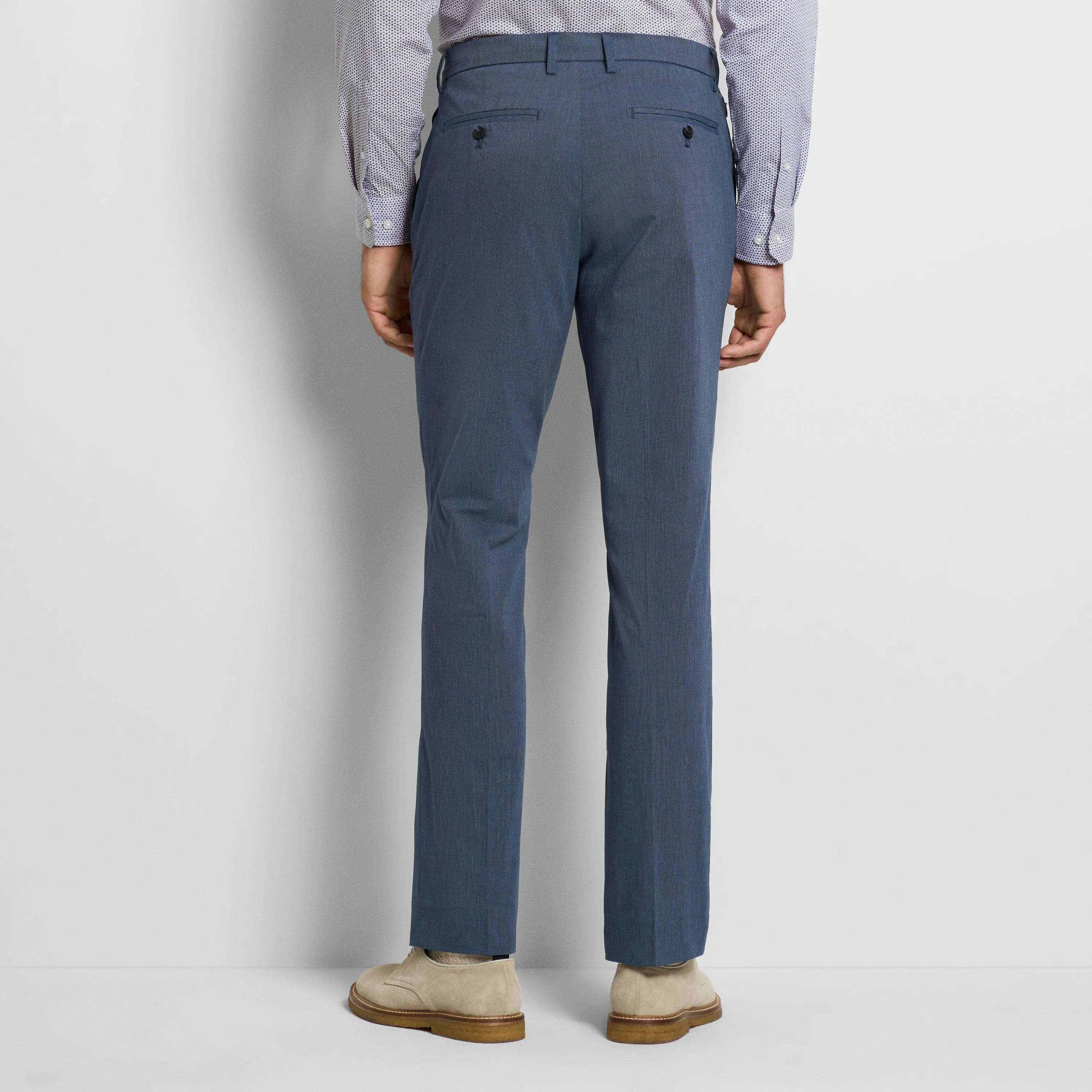 Fine Stripe Cotton Stretch Pant Straight Fit