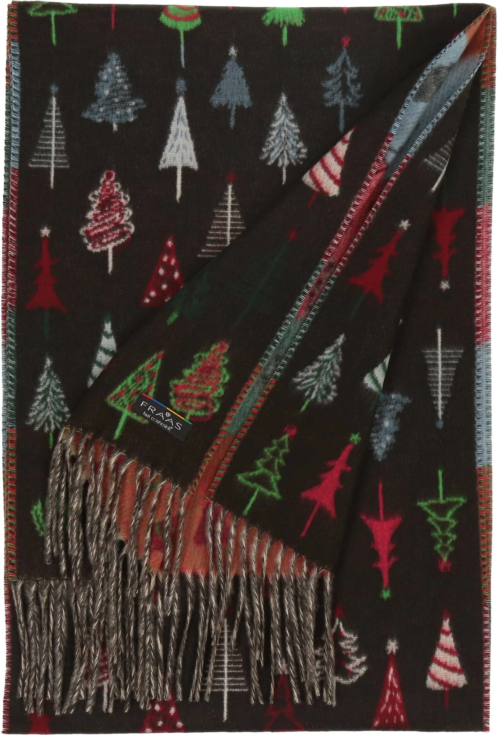 FRAAS - The Scarf Company - Colorful Fir Trees: Navy