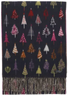 FRAAS - The Scarf Company - Colorful Fir Trees: Navy