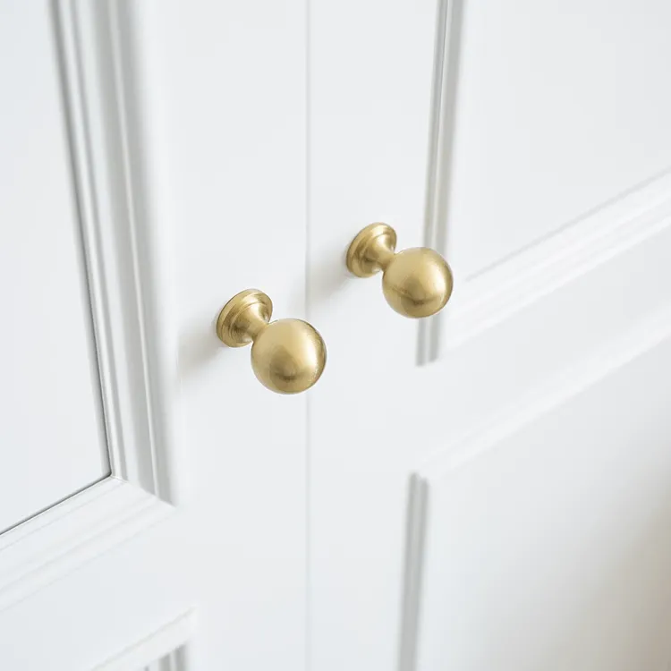 French Light Luxury Wardrobe Solid Brass Handle Golden Strip Cabinet Handle