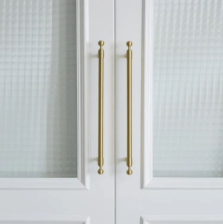 French Light Luxury Wardrobe Solid Brass Handle Golden Strip Cabinet Handle