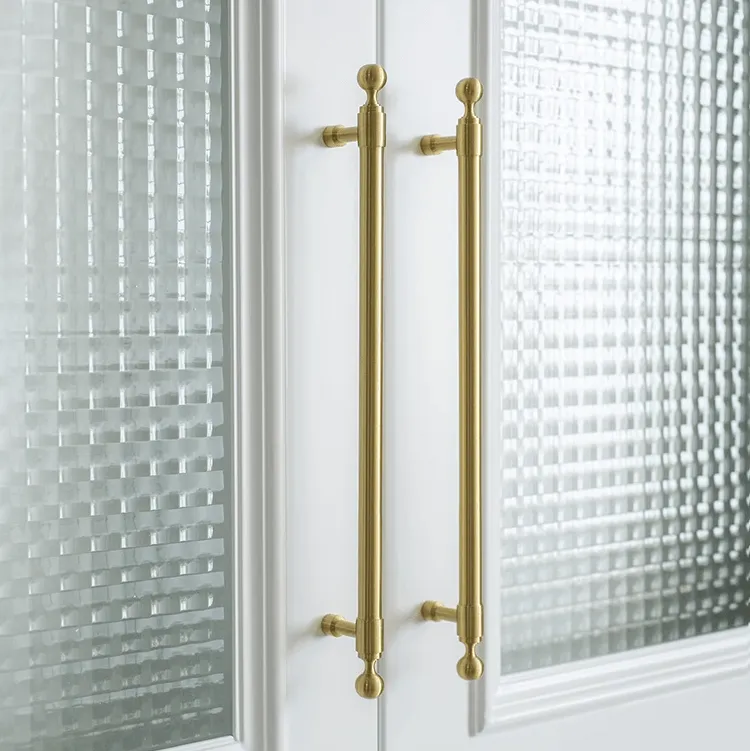 French Light Luxury Wardrobe Solid Brass Handle Golden Strip Cabinet Handle