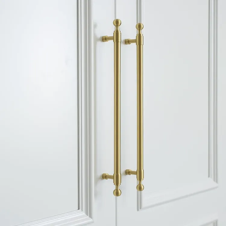 French Light Luxury Wardrobe Solid Brass Handle Golden Strip Cabinet Handle