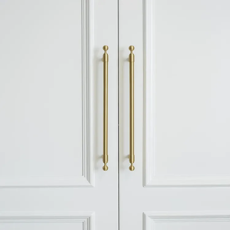 French Light Luxury Wardrobe Solid Brass Handle Golden Strip Cabinet Handle