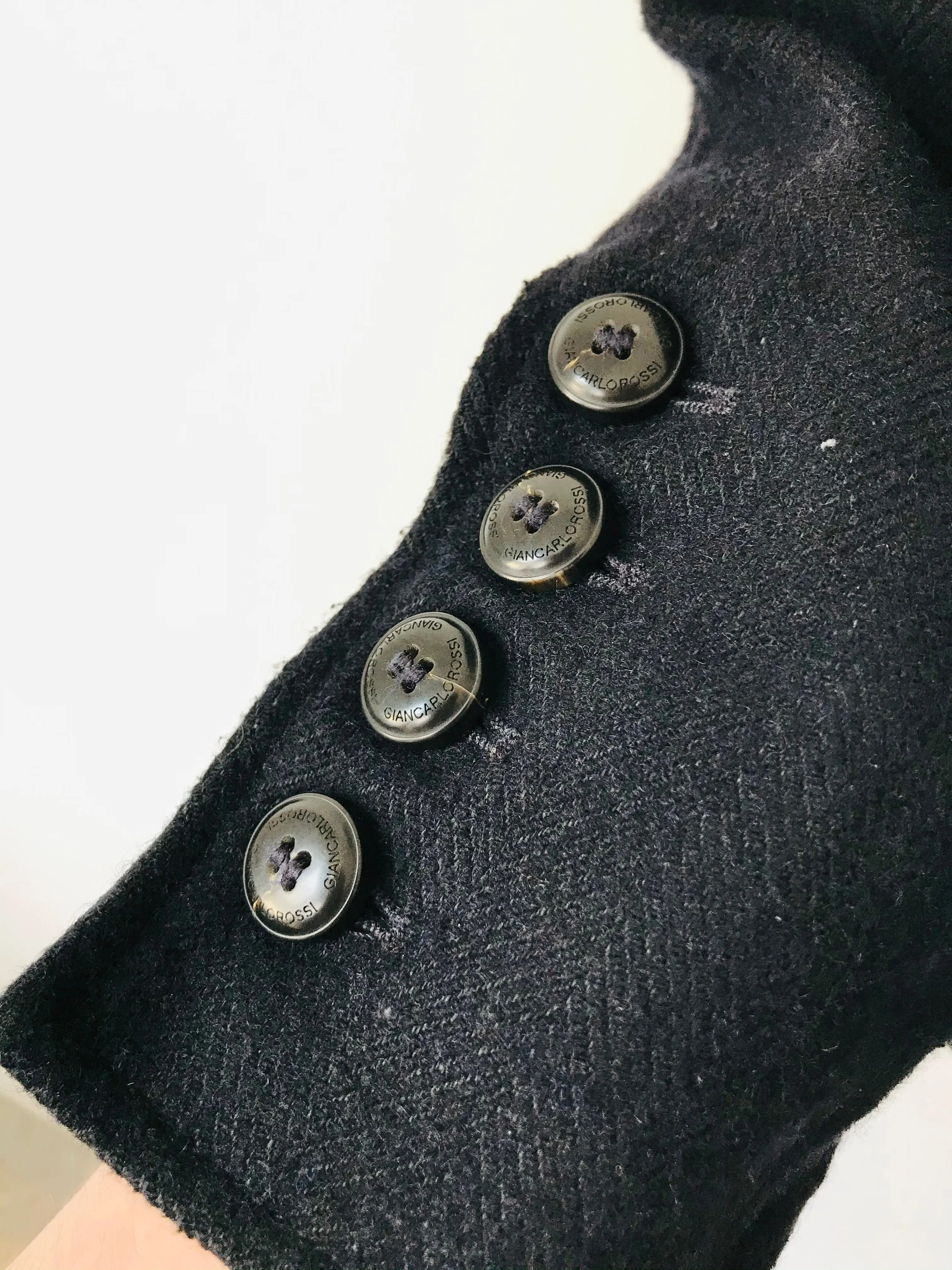 Gian Carlo Rossi Men’s Wool Linen Overcoat Jacket | 54 UK44 L | Navy Blue