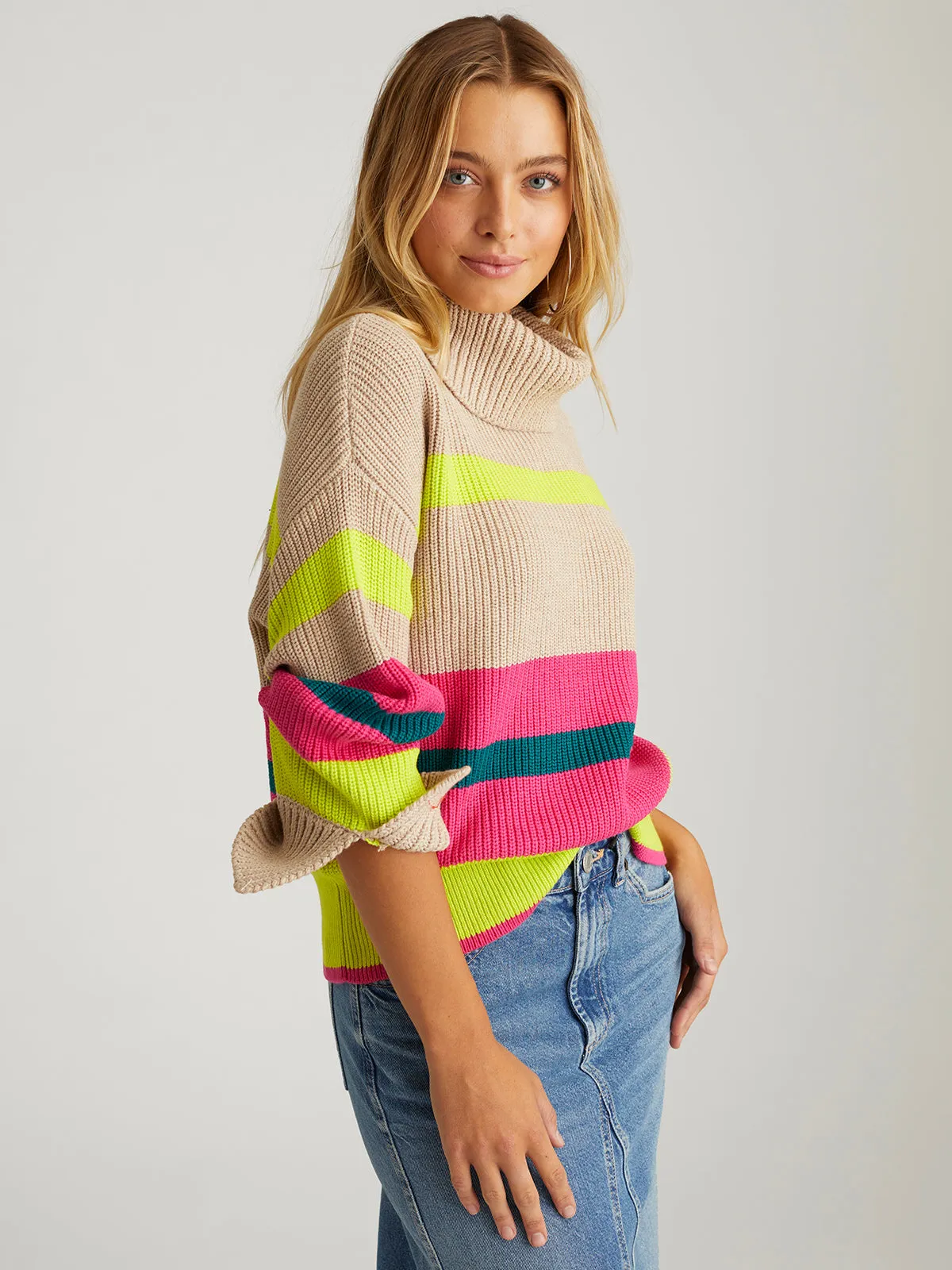 Giana: Stripe Turtleneck Pullover Sweater