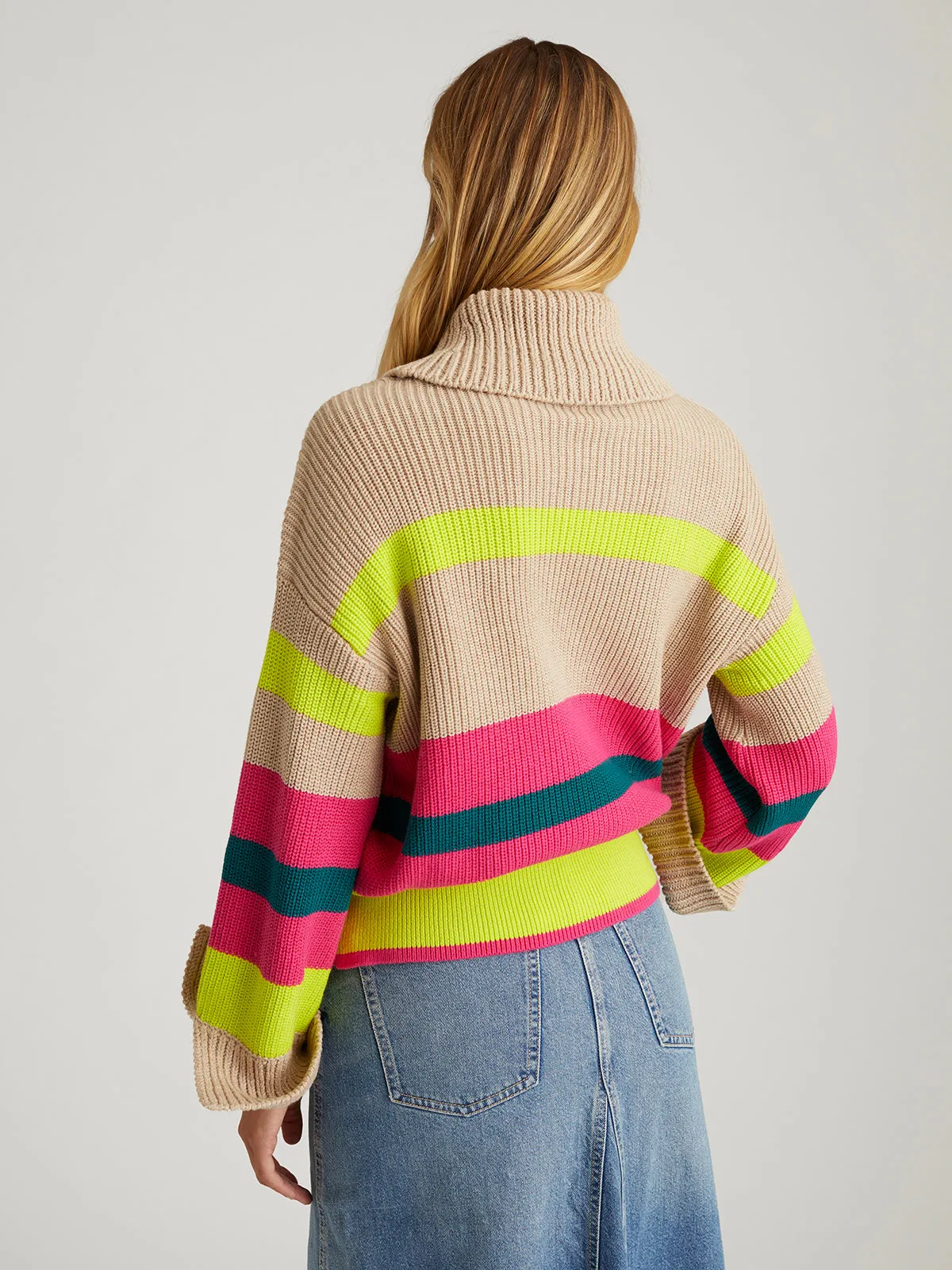 Giana: Stripe Turtleneck Pullover Sweater