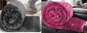 GlobalHome Soft Mink Korean 60 X 90 Inch Floral Embossed Blanket (Grey   Pink) Pack of 2