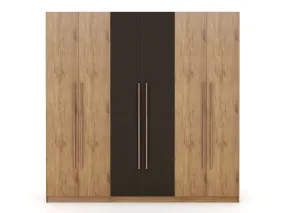 Gramercy Modern Freestanding Wardrobe Armoire Closet in Nature and Textured Grey
