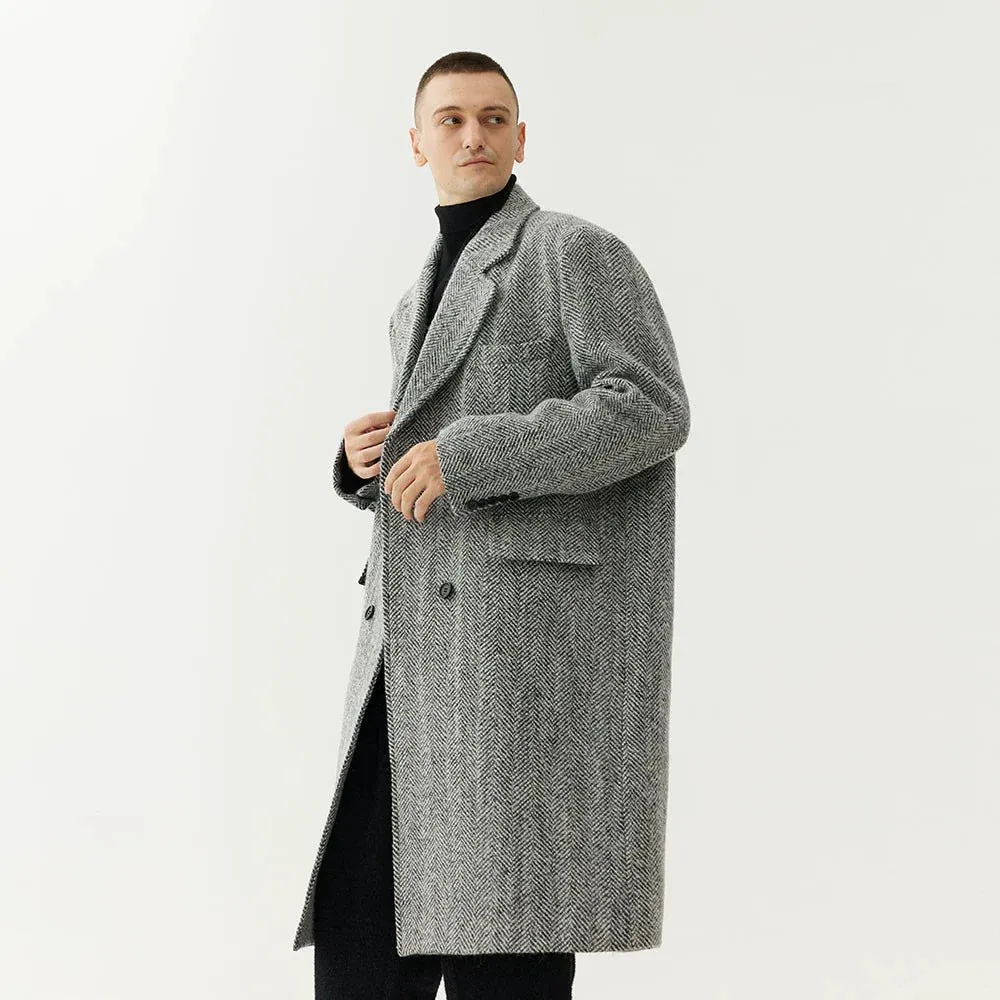Gray Herringbone Overcoat