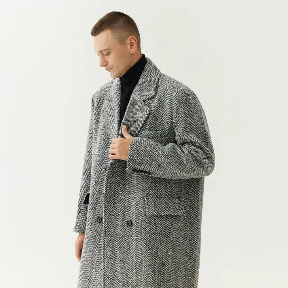 Gray Herringbone Overcoat
