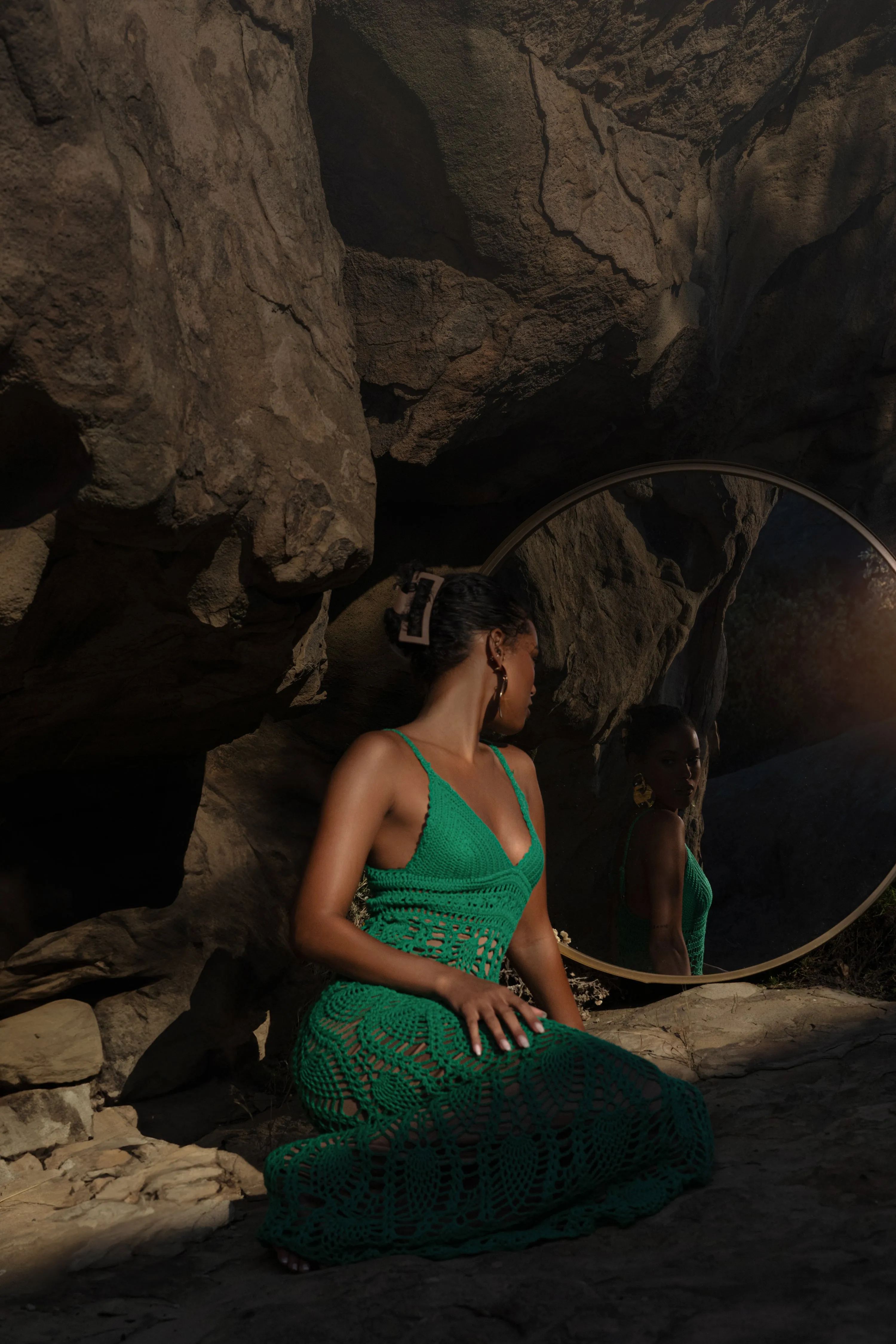 Green Great Escape Crochet Maxi Dress