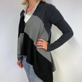 Grey Colour Block Cashmere V-Neck Cardigan Small