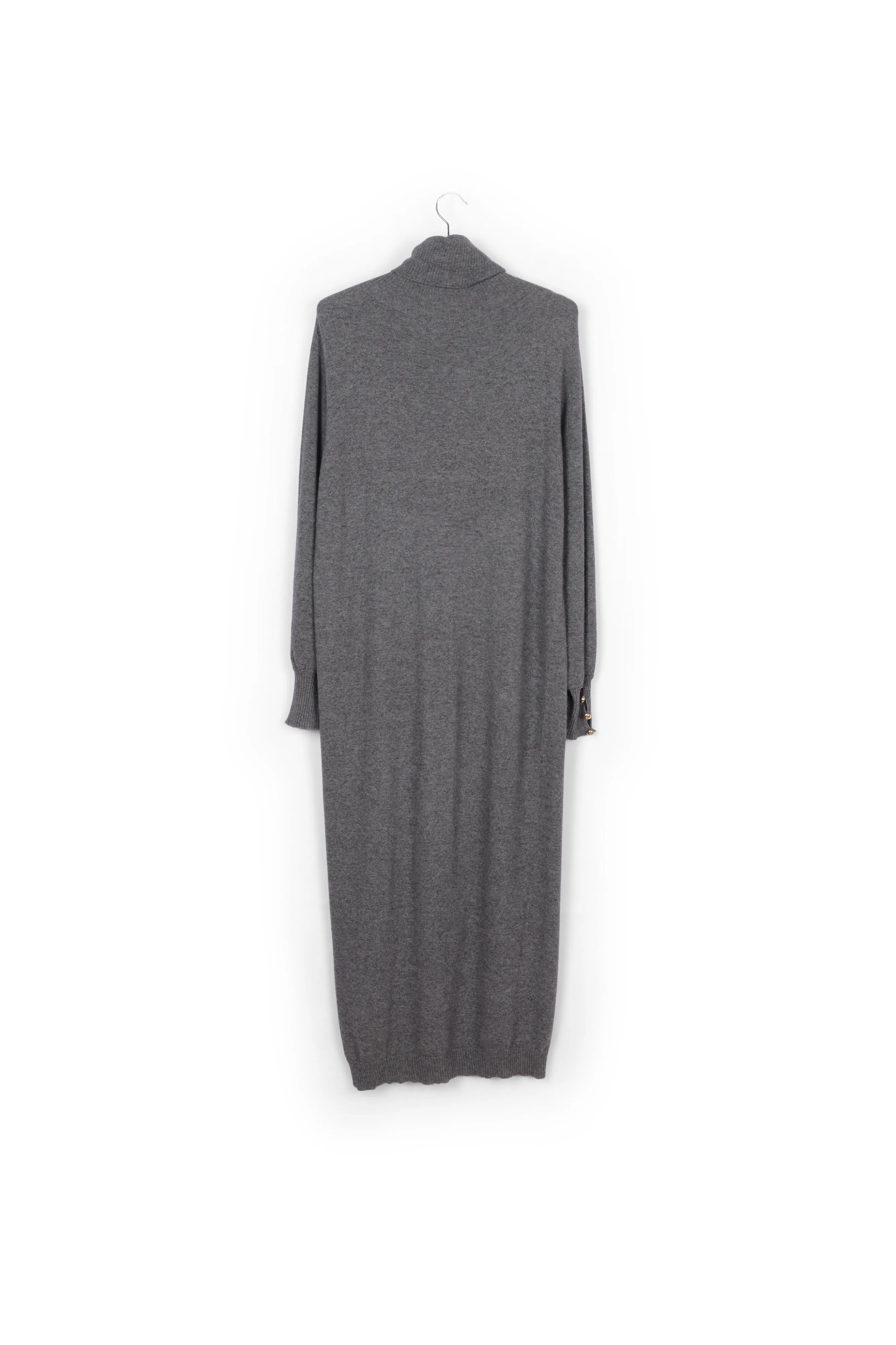 Grey turtleneck knit dress