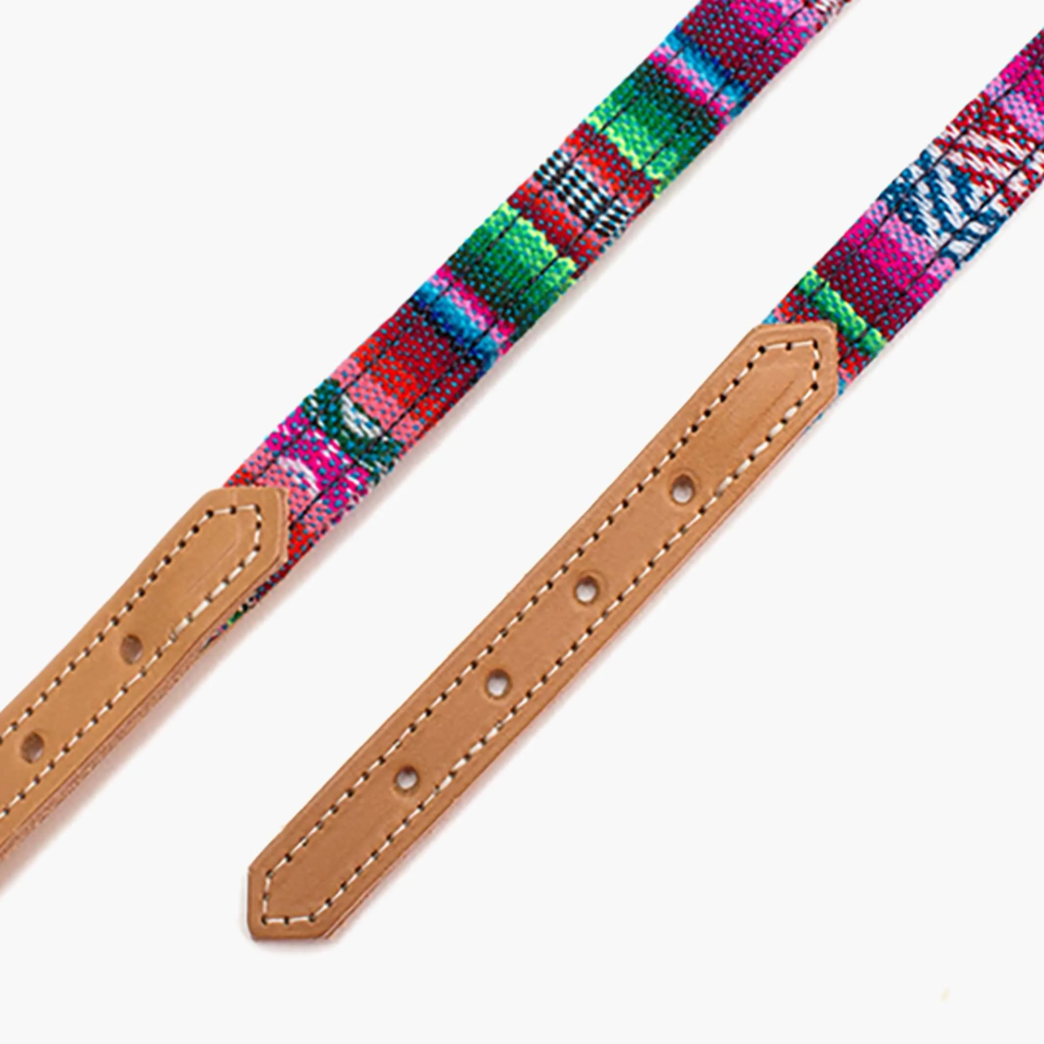 Handmade Hiro   Wolf Inca Blue Dog Collar in Leather and Fabric