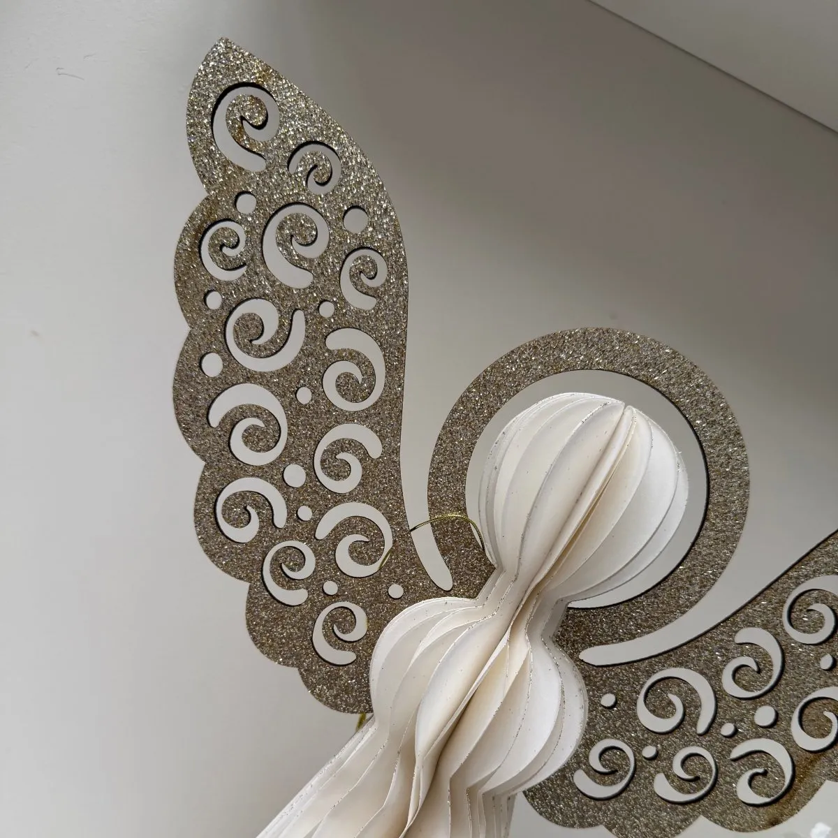 Hanging Paper Angel 40cm Christmas Home Decoration Ivory Gold