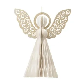 Hanging Paper Angel 40cm Christmas Home Decoration Ivory Gold