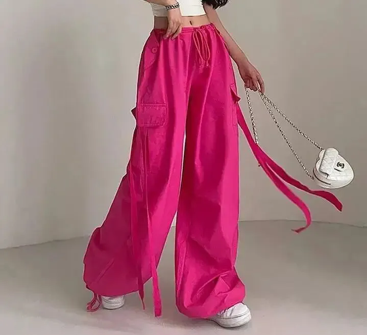 Hip Hop Y2K Pink Baggy Track Pants (Various Styles Available - Size S-XXL)