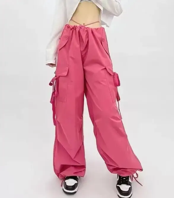 Hip Hop Y2K Pink Baggy Track Pants (Various Styles Available - Size S-XXL)