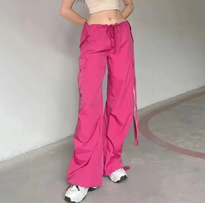 Hip Hop Y2K Pink Baggy Track Pants (Various Styles Available - Size S-XXL)
